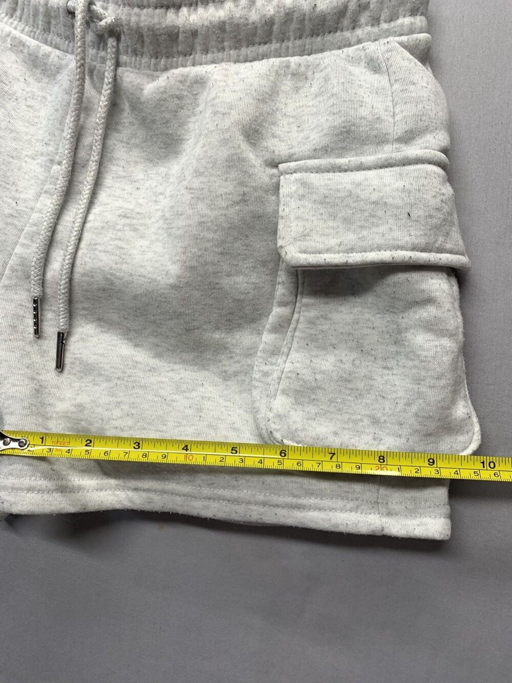 Womens Gray Fleece Cargo Mini Skirt Drawstring Elastic Waist Pockets M - Picture 6 of 6